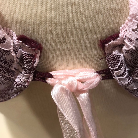 Red & Pink Lacy B-Line by Beau Bra 34B - Picture 2 of 5